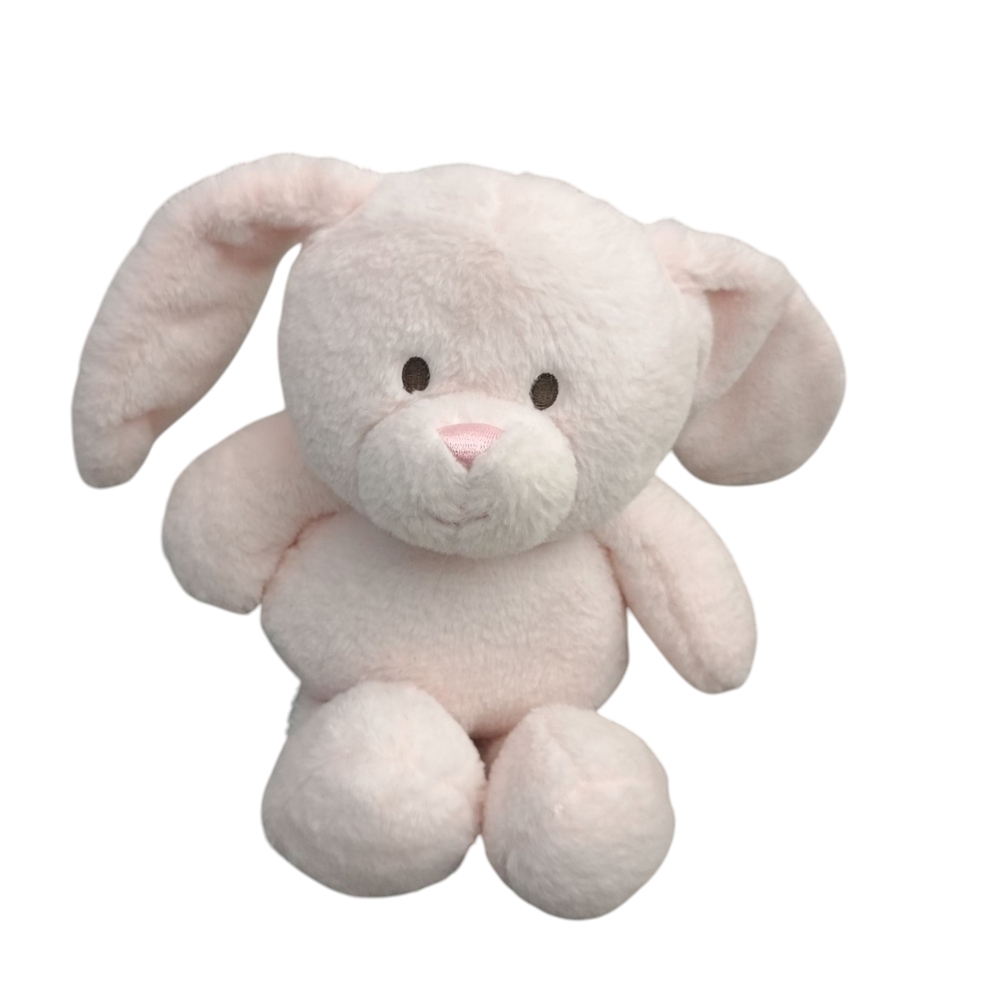 KellyToy K Luxe Baby Bunny Plush Rattle Crinkle Ears Stuffed Animal Sewn Eyes